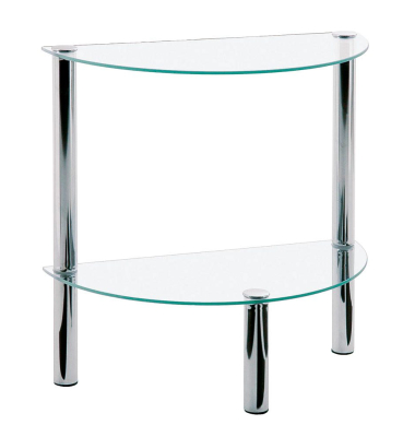 Beistelltisch 90241, 47cm (H), 45x22cm (BxT), halbrund, transparent / chrom