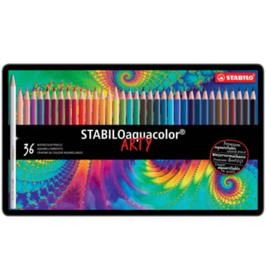 Aquarellstifte-Set STABILOaquacolor Etui, 1636-5, farbig sortiert, sechskant, Etui  Metall