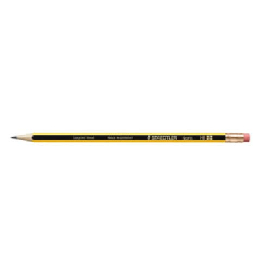 Bleistift Bleistift mit Radiertip, 122-2BK3DA, schwarz/gelb, 2,0mm, HB