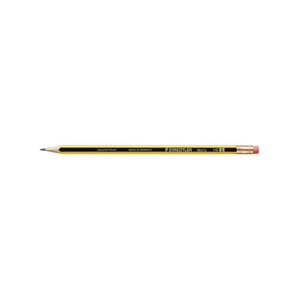 10 Stück Staedtler Bleistift Noris 122, 122-2BK3DA, Härte HB, 2,0mm, schwarz/gelb, mit Radiergummi 4007817122006 Staedtler 3 Stück