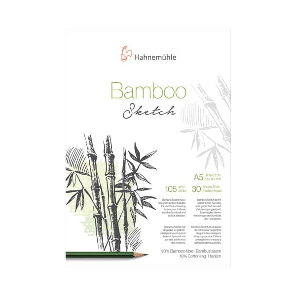 5 Stück Hahnemühle Skizzenblock Bamboo - A5, 105 g/qm, 30 Blatt 4011367285609 Hahnemühle
