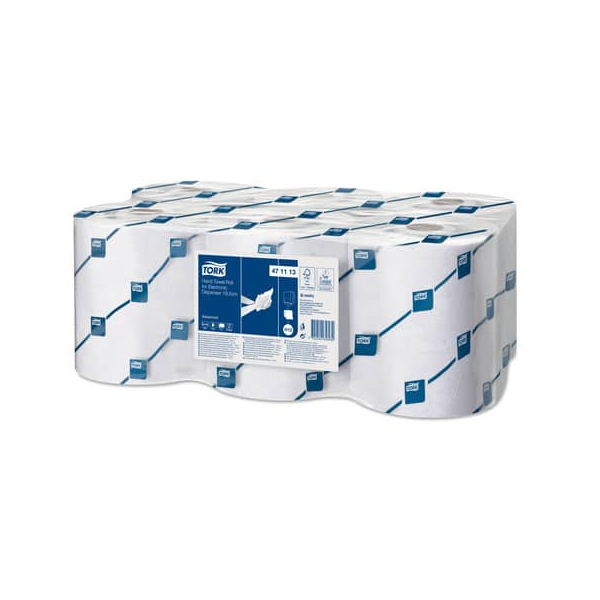 6 Stück Tork Rollenhandtücher 471113, Außenabrollung, 2-lagig, weiß, Papier 7322540656695 Tork 143 Meter