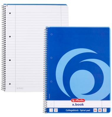 Collegeblock 306423 x.book, Lineatur 27 / liniert mit Rand innen/außen, A4, 70g, rot, 80 Blatt