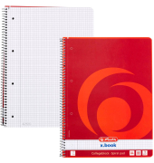 Collegeblock 10834117 x.book, Lineatur 22 / kariert mit Rand innen, A4, 70g, rot, 80 Blatt