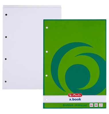 Briefblock 733402 x.book / blanko, A4, 70g, grün, 100 Blatt