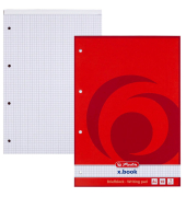 Briefblock 733436 x.book, Lineatur 28 / kariert, A4, 70g, rot, 100 Blatt