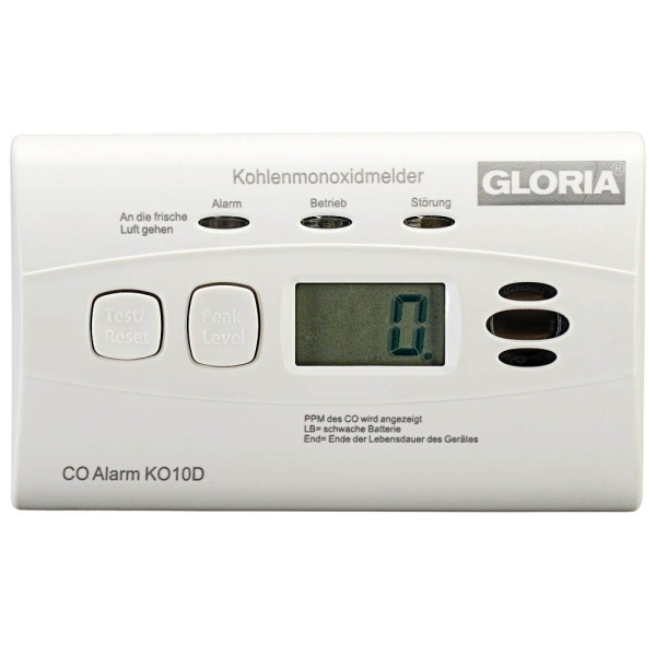 4006325970161 - KO10D Kohlenmonoxid-Melder inkl 10 Jahres-Batterie batteriebetrieben detektiert Kohlenmonox - Gloria 4006325970161 - KO10D Kohlenmonoxid-Melder inkl 10 Jahres-Batterie batteriebetrieben detektiert Kohlenmonox - Gloria