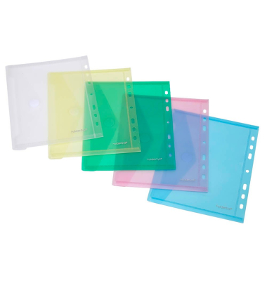 Dokumententasche 40156-94, A5, farbig sortiert, Polypropylen (PP), Klettverschluss