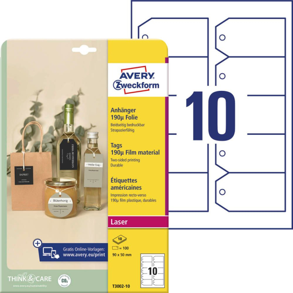 4004182335376 - Anhänger Folie 190µ 90x50mm abgeschrägte Ecken 10 Blatt 4004182335376 100 Stück