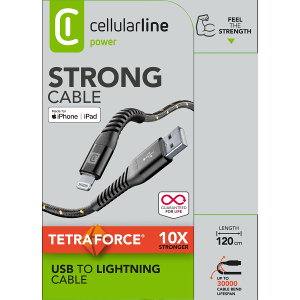 8018080312397 - Cellularline - Tetra Force lightning Lade- und Datenkabel 120cm für Apple