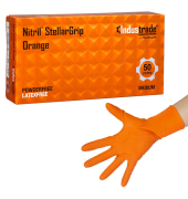 Einweghandschuhe Nitril StellarGrip Orange, Nitril, lebensmittelecht, orange, Größe 8 / M,