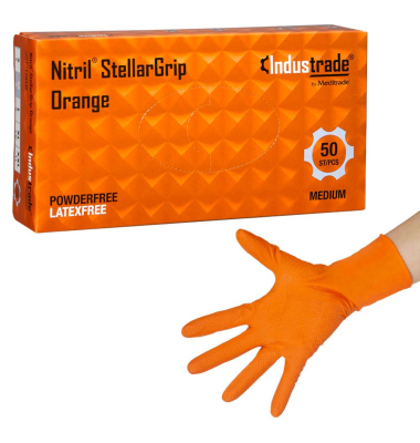 Einweghandschuhe Nitril StellarGrip Orange, Nitril, lebensmittelecht, orange, Größe 8 / M,