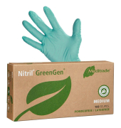 Einweghandschuhe Nitril GreenGen, Nitril, lebensmittelecht, grün, Größe 8 / M,