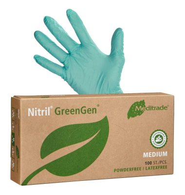 Einweghandschuhe Nitril GreenGen, Nitril, lebensmittelecht, grün, Größe 8 / M,