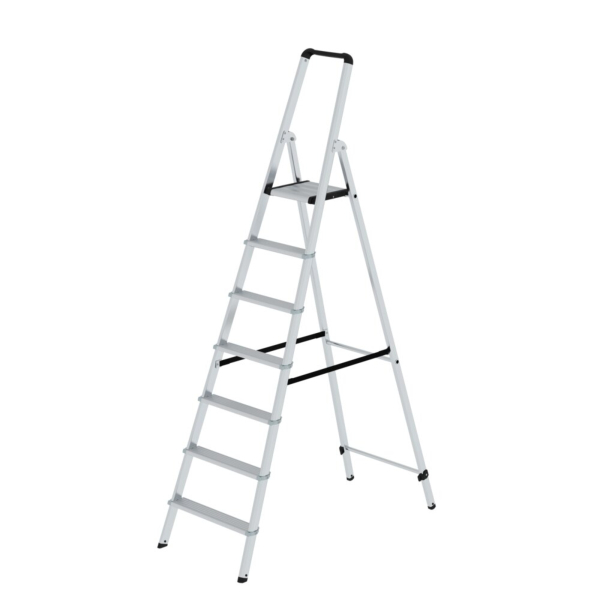4031405112278 - Munk Stufen-Stehleiter Aluminium 80 mm Stufen max 150 kg rutschsicher konische Führung 235 mm Stufenabstand 70° Neigung 7 Stufen
