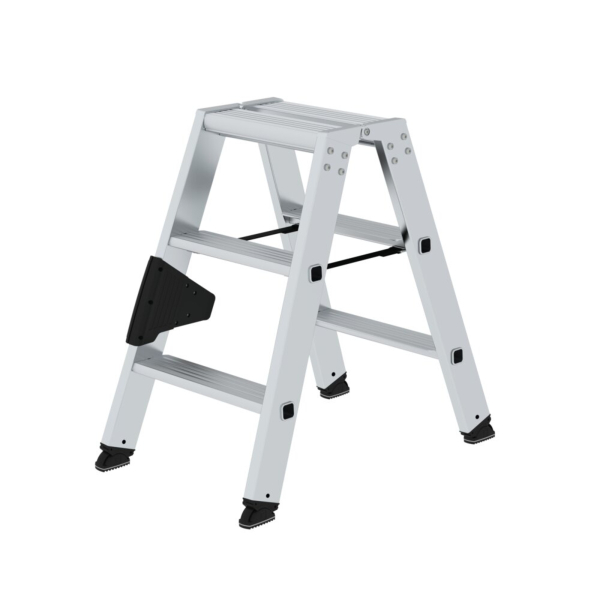4031405402065 - Munk Stufen-Stehleiterbeidseitig 2x3 Stufen Rechteckrohr-Holme 80 mm Stufen nivello® Leiterschuhe ergo-pad® Griff 150 kg Tragkraft