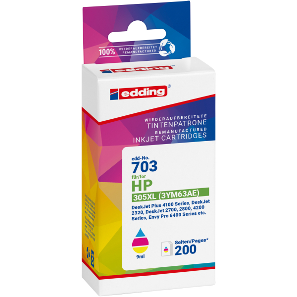 4057305064394 - edding EDD-703 color Druckerpatrone kompatibel zu HP 305XL (3YM63AE) 4057305064394 - edding EDD-703 color Druckerpatrone kompatibel zu HP 305XL (3YM63AE)