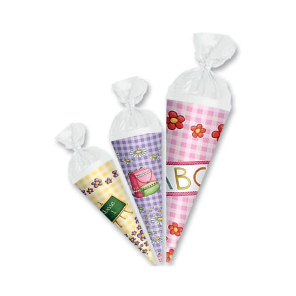 4028279012032 - Schultüte zum Anhängen Mädchen farbig 3er Set 10-15cm rund 671506 4028279012032 ROTH 3 Stück