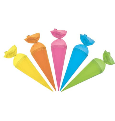 Schultüte Uni zum Anhängen farbig 5er Set 12cm rund 671202