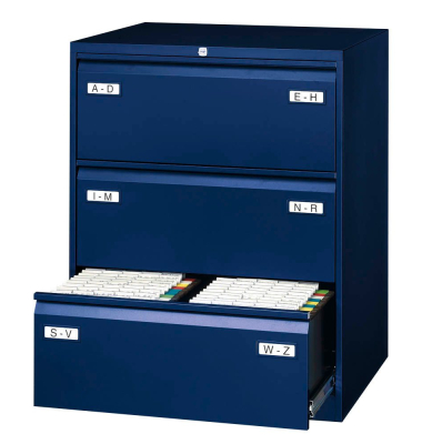 H&auml;ngeregistraturschrank BLYCDF3439 Light, oxfordblau, 3 Schubladen, 2-bahnig