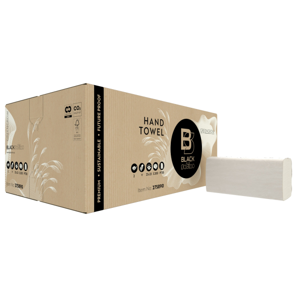 4000735351770 - Falthandtücher BlackSatino GreenGrow 275890 25x23cm 2-lagig Zickzack (V-Falz) hellbeige Altpapier mit Frischfaser aus Misca 3210 Blatt