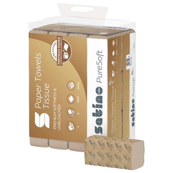 4000735364190 - Falthandtücher Satino PureSoft 278110 24x21cm 2-lagig Zickzack (V-Falz) soft beige 100 % recycelter Karton 4000735364190 We 4032 Blatt