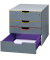 Schubladenbox Varicolor Safe 7606-27 grau/bunt 4 Schubladen geschlossen mit Schloss
