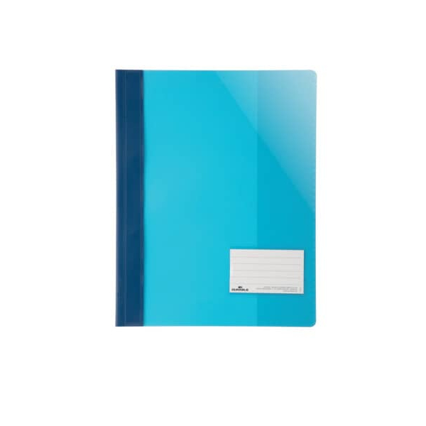 25 Stück Durable Schnellhefter DURALUX TRANSLUZENT 269006, A4, blau, Kunststoff, 80g, Vorderdeckel transparent 4005546993522 Durable