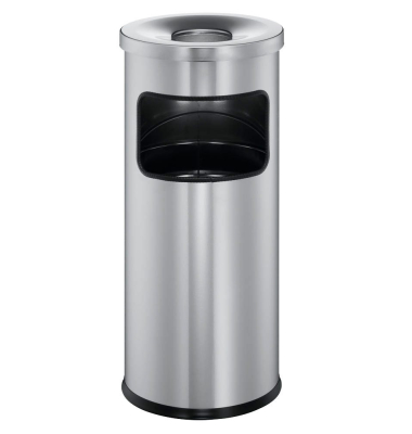 Papierkorb Safe mit Ascher rund silber