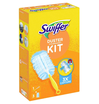 Staubwedel Duster Staubmagnet Kit inkl. Handgriff + 3 Staubfangtücher