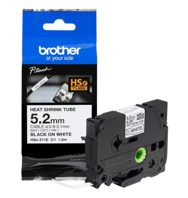 Schrumpfschlauch HSe-211E HSE211E, 5,2 mm schwarz auf wei&szlig;