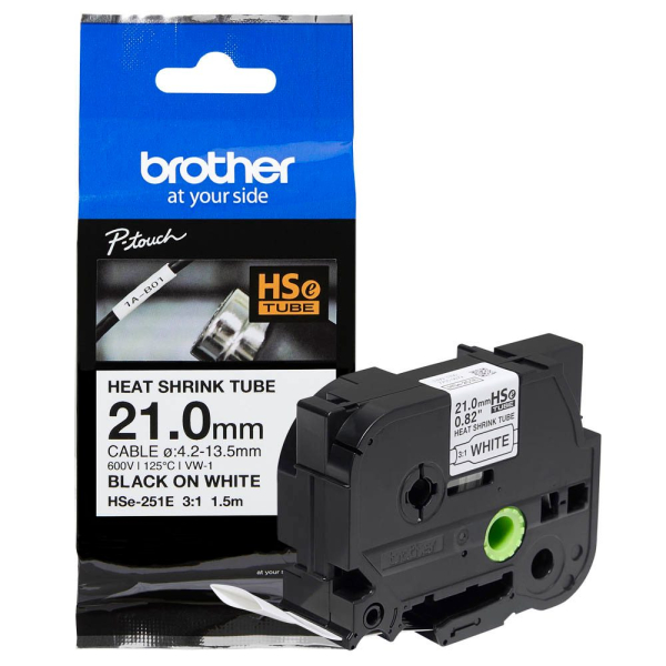 4977766822848 - Schriftband Wärme-Schrumpfschlauch HSe HSE251E Bandfarbe Weiß SchriftfarbeSchwarz 21 mm 15 m