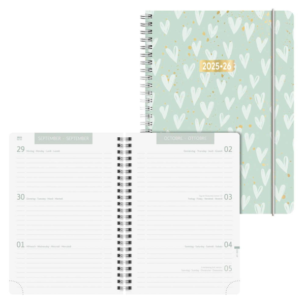 4061947139488 - Schülerkalender Hearts Juli 2025 - Dezember 2026 hellgrün 4061947139488 - Schülerkalender Hearts Juli 2025 - Dezember 2026 hellgrün