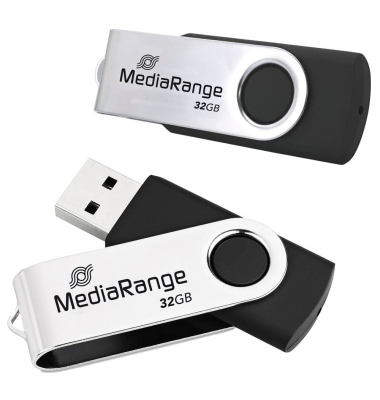 2 MediaRange USB-Sticks MR911-2 schwarz, silber 32 GB