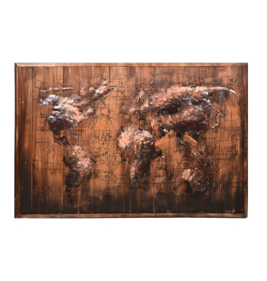 Wandbild 3D Weltkarte braun