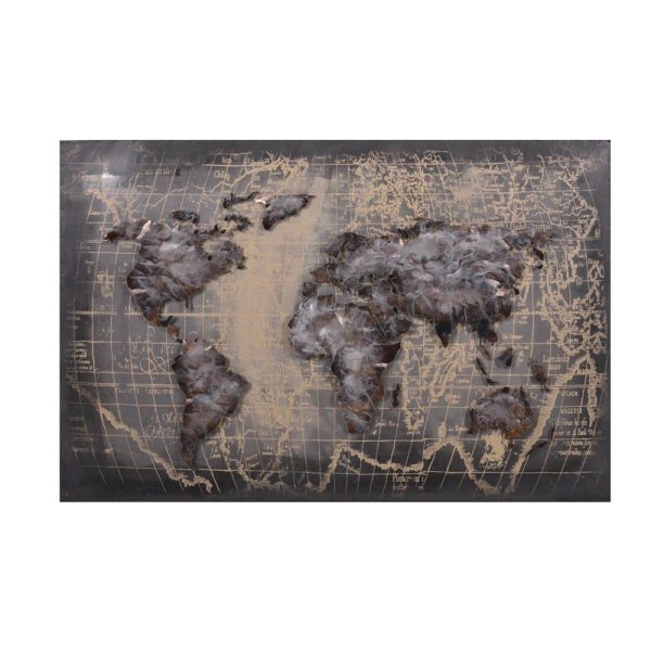 4041908127617 - Wandbild 3D Weltkarte grau 4041908127617 Garden Pleasure