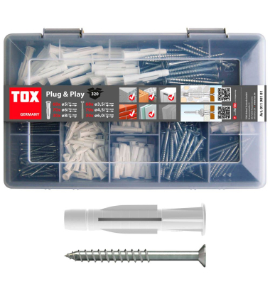  Plug & Play + TRIKA 01190101 Dübel- und Schrauben-Sortiment Ø 5,0, 6,0, 8,0 mm x 31,0, 36,0, 51,0 mm