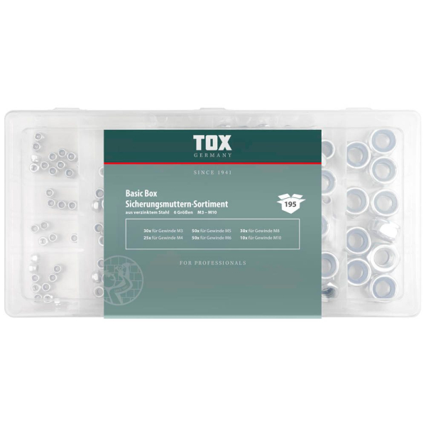 4049563050714 - Tox-dübel - tox Basic Box Sicherungsmuttern - Sortiment 195 tlg 4049563050714 - Tox-dübel - tox Basic Box Sicherungsmuttern - Sortiment 195 tlg