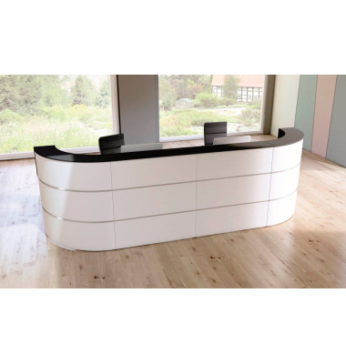 Empfangstheke Cento 7 für 2 Personen, weiß, anthrazit 360,0 x 80,0 x 110,0 cm