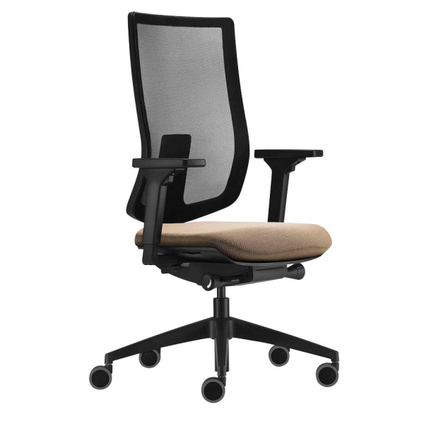 Sedus Bürostuhl se:do pro light 2, creme/schwarz / schwarz, mit Armlehnen, bis 130kg, ohne Kopfstütze 4049694007625 Sedus