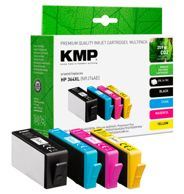  schwarz, cyan, magenta, gelb Druckerpatronen kompatibel zu HP 364XL (N9J74AE), 4er-Set