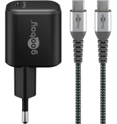 Ladekabel mit Adapter schwarz, Kabellänge: 1,0 m, 65 Watt