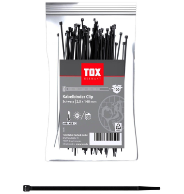 100 TOX Kabelbinder Clip schwarz