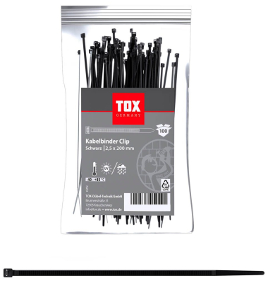 100 TOX Kabelbinder Clip schwarz