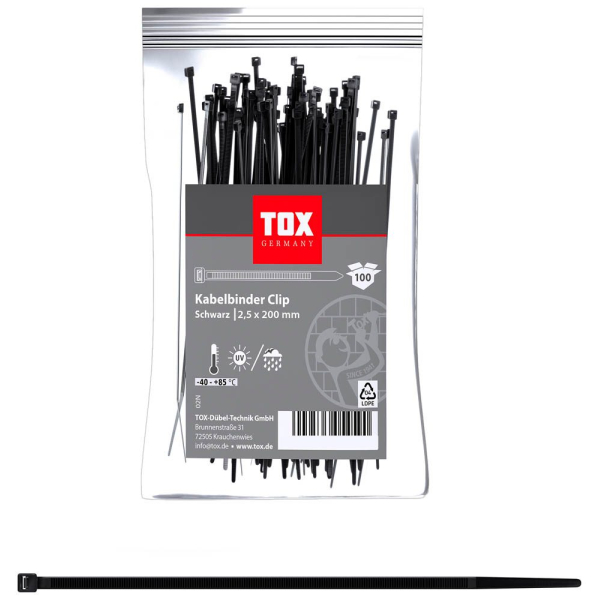4049563054507 - 100 Kabelbinder Clip schwarz 4049563054507 100 Stück 4049563054507 - 100 Kabelbinder Clip schwarz 4049563054507 100 Stück