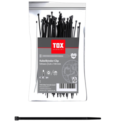 100 TOX Kabelbinder Clip schwarz