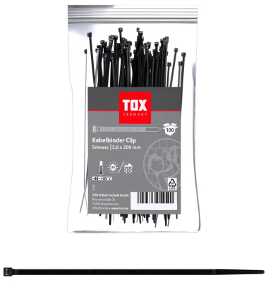 100 TOX Kabelbinder Clip schwarz