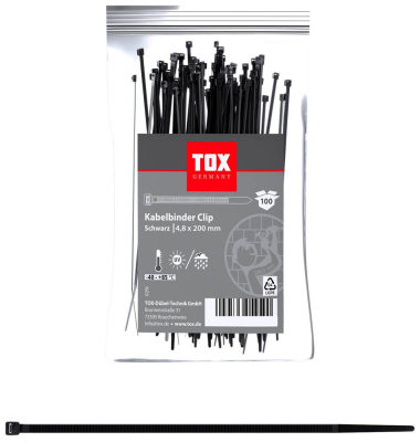 100 TOX Kabelbinder Clip schwarz