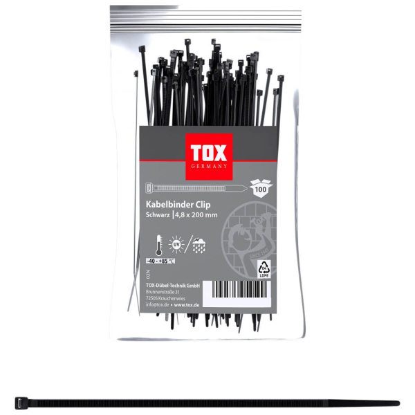 4049563054545 - 100 Kabelbinder Clip schwarz 4049563054545 100 Stück 4049563054545 - 100 Kabelbinder Clip schwarz 4049563054545 100 Stück