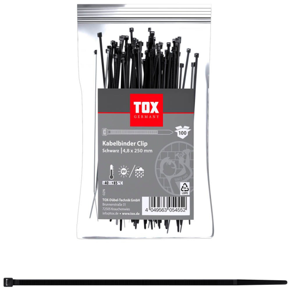 4049563054552 - 100 Kabelbinder Clip schwarz 4049563054552 100 Stück 4049563054552 - 100 Kabelbinder Clip schwarz 4049563054552 100 Stück